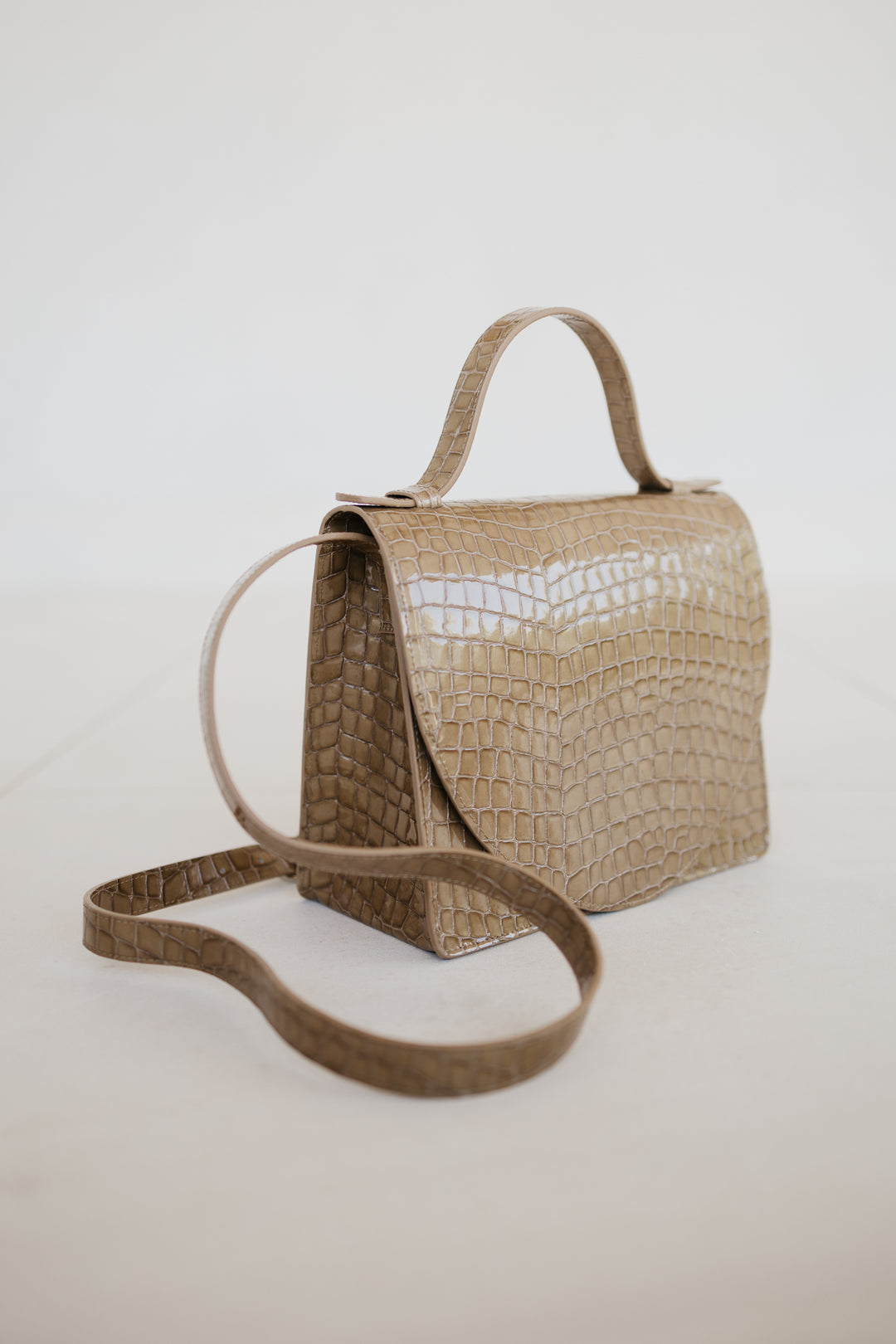 Mini Briefcase | Camel Nacre Croco