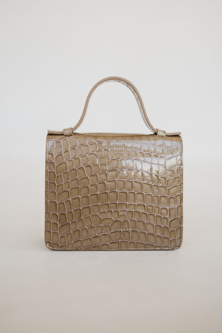 Micro Briefcase | Camel Nacre Croco