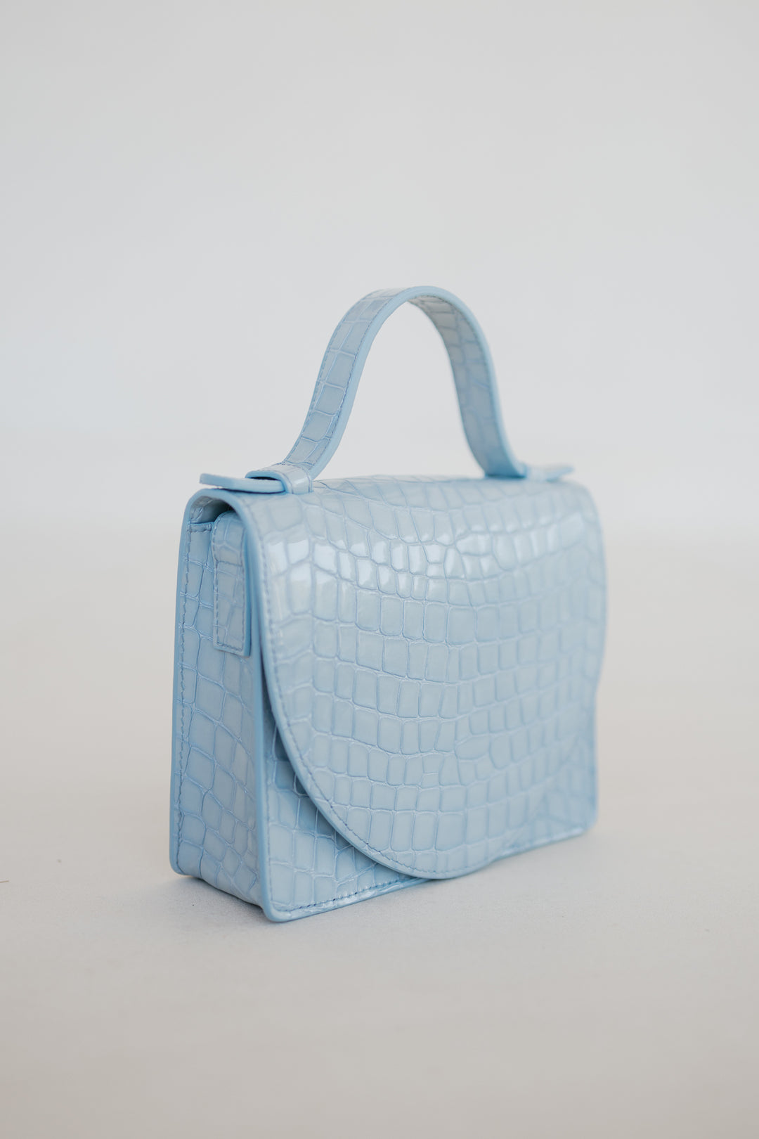 Micro Briefcase | Ice Blue Nacre Croco