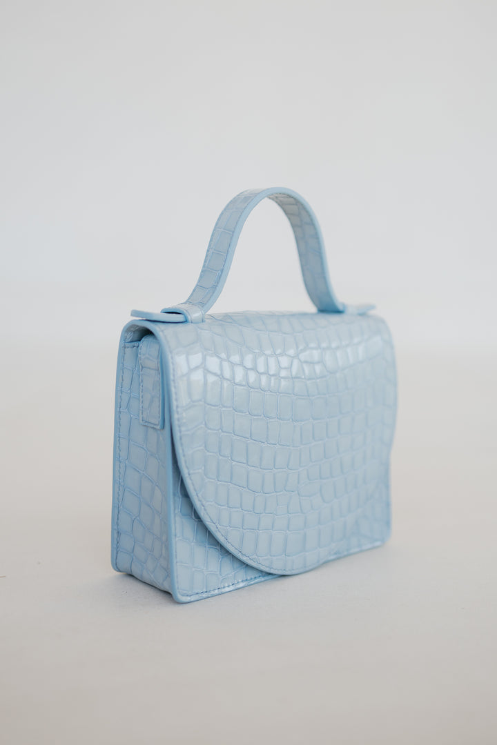 Micro Briefcase | Ice Blue Nacre Croco