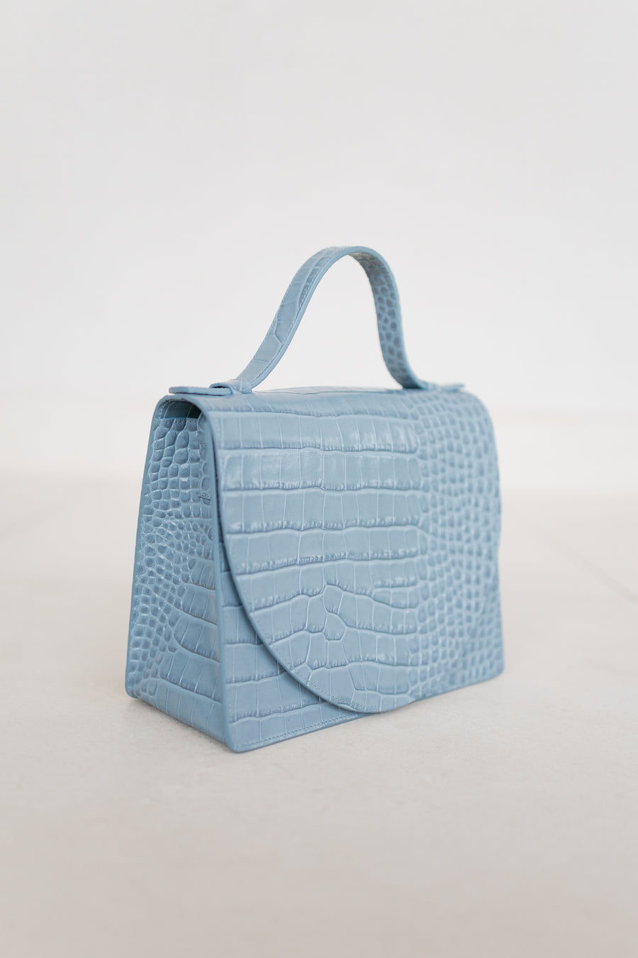 Mini Briefcase | Bleu Ciel Croco
