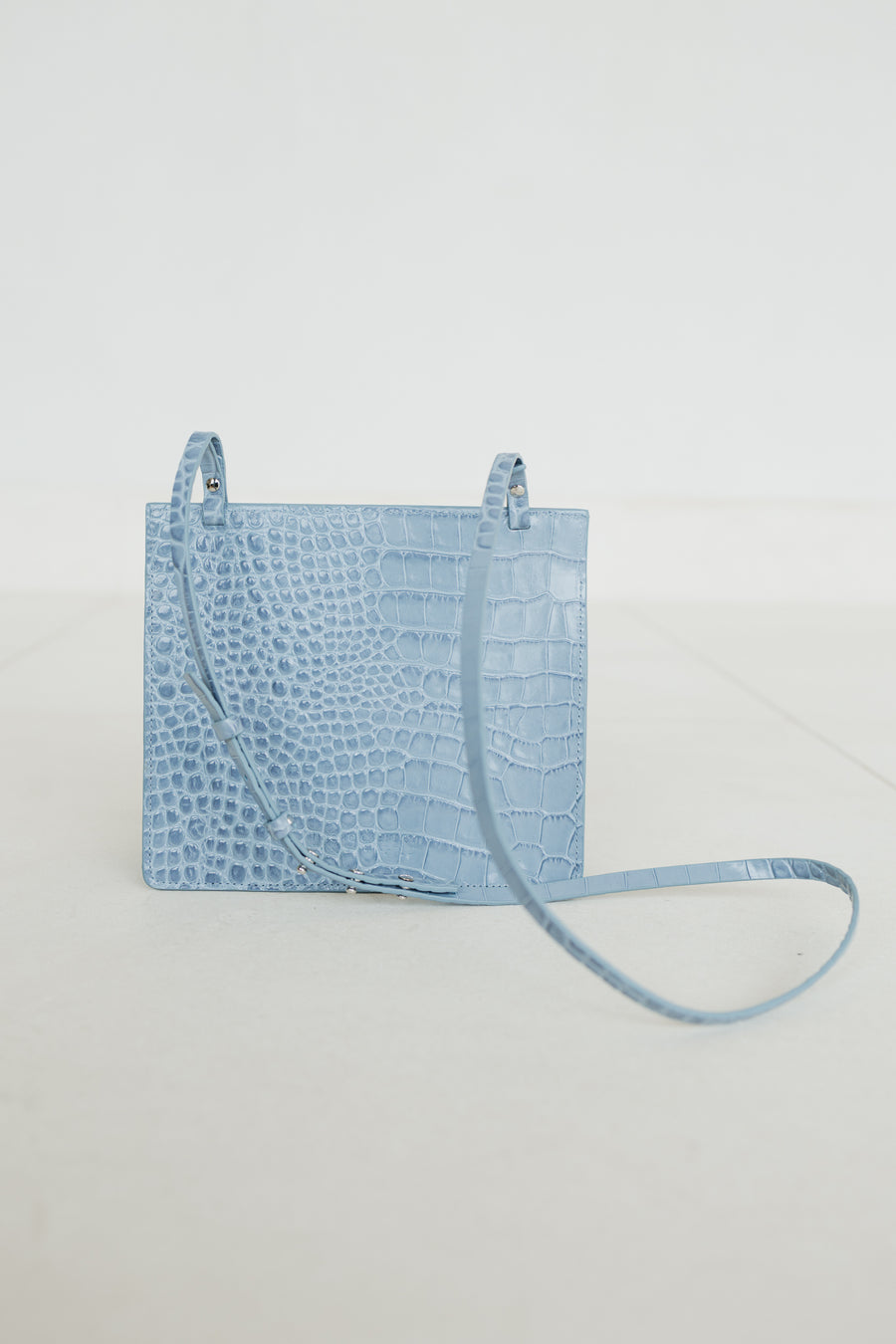 Double Pouch | Bleu Ciel Croco