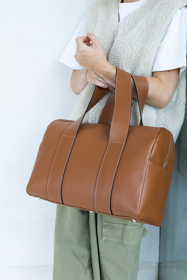 Bowling Bag XL | Stitched Tricolor Cognac