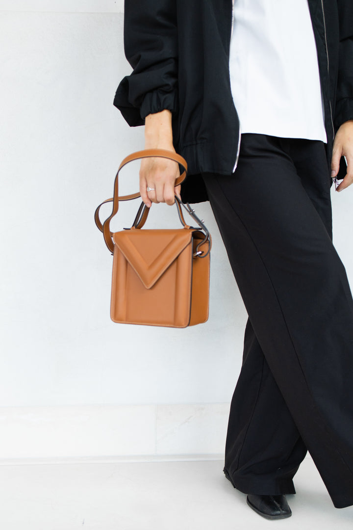 Boxbag | Stitched Tricolor Cognac