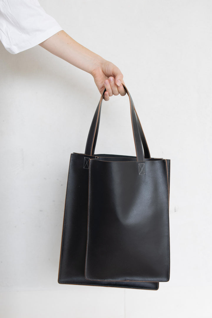 Double Shopper | Stitched Tricolor Black
