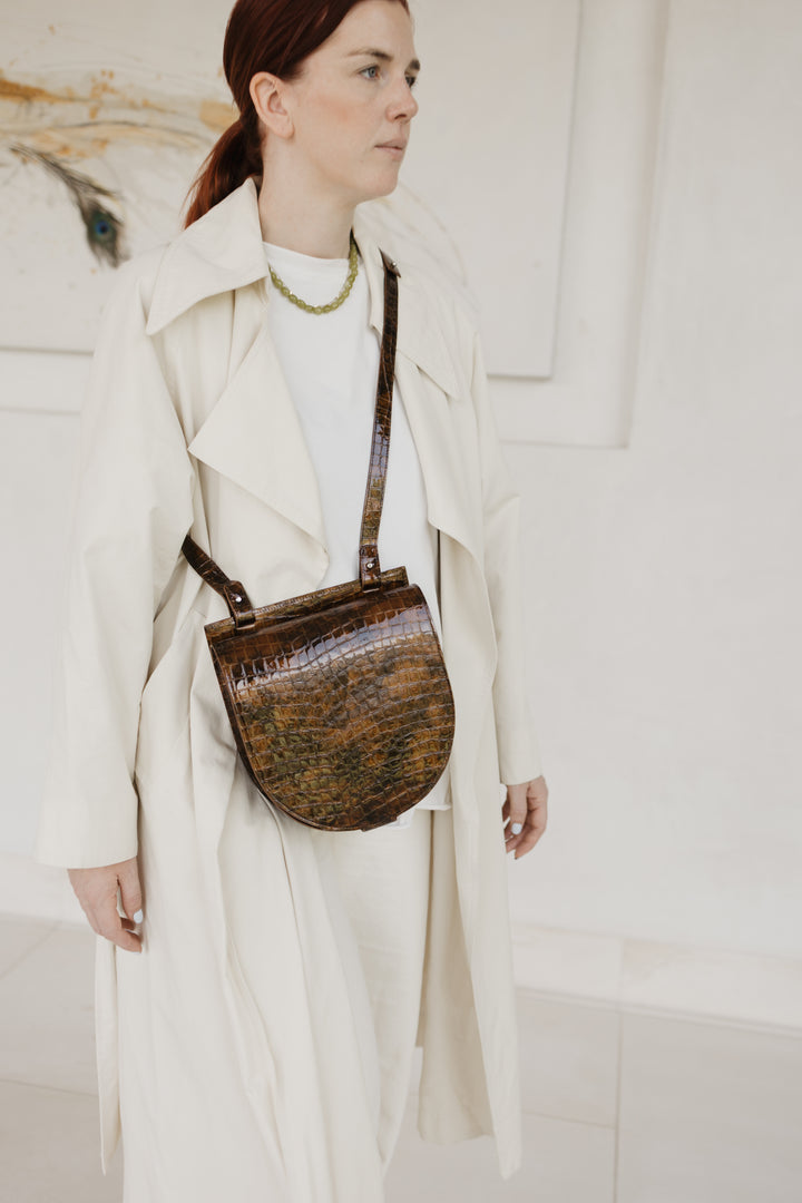 Single Saddle | Cognac Nacre Croco