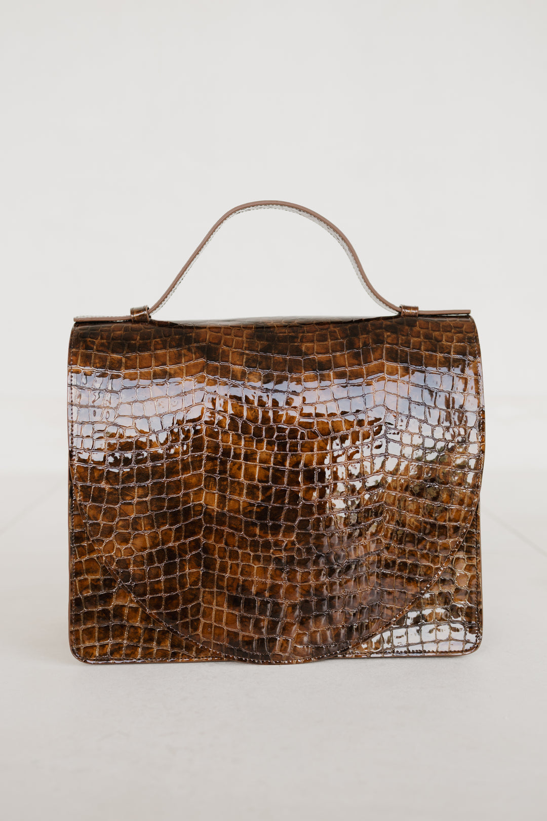 Midi Briefcase 2.0 | Cognac Nacre Croco