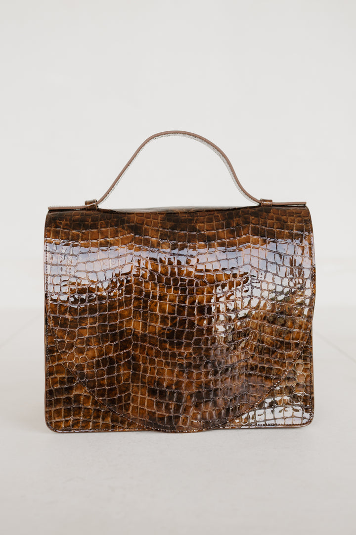 Midi Briefcase 2.0 | Cognac Nacre Croco