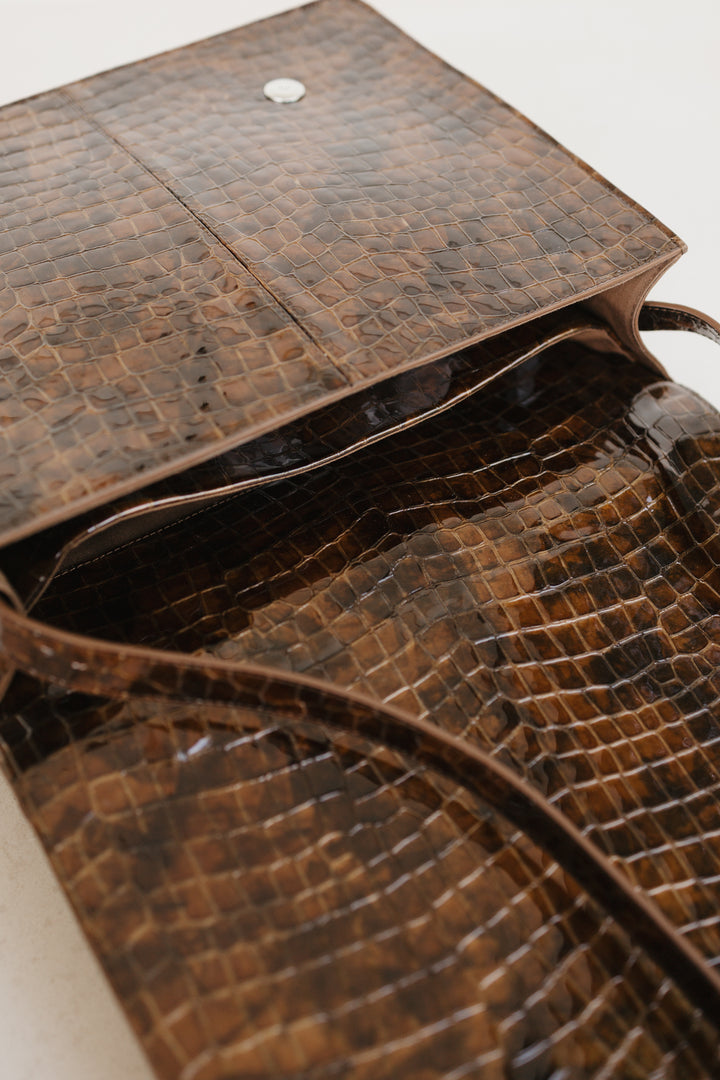 Midi Briefcase 2.0 | Cognac Nacre Croco