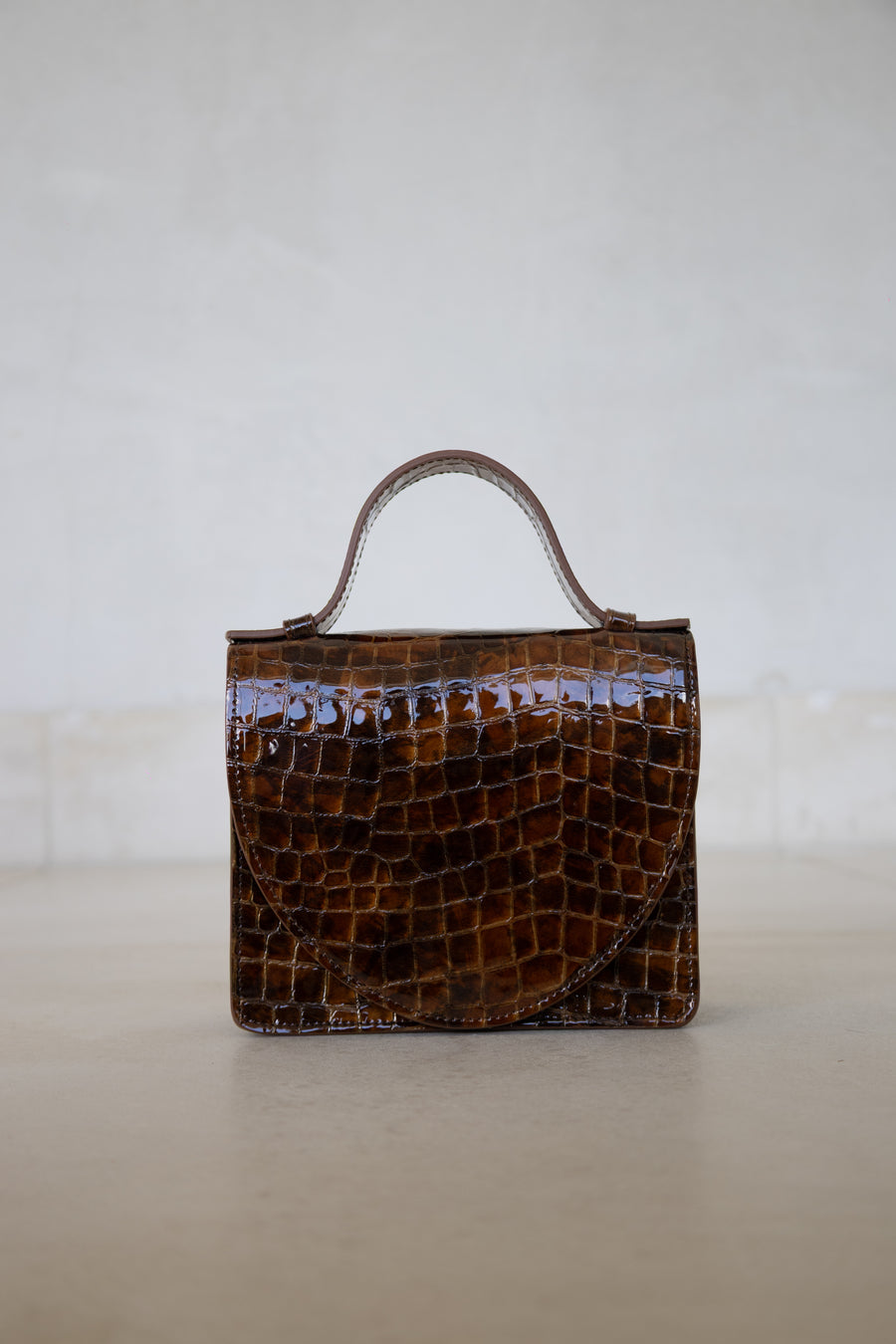 Micro Briefcase | Cognac Nacre Croco