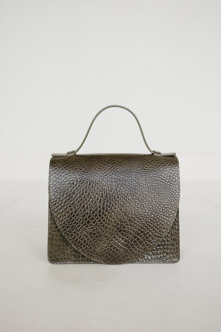 Mini Briefcase | Khaki Little Croco