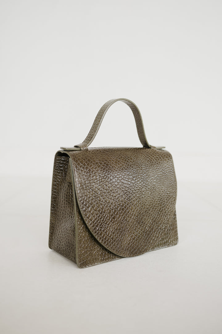 Mini Briefcase | Khaki Little Croco