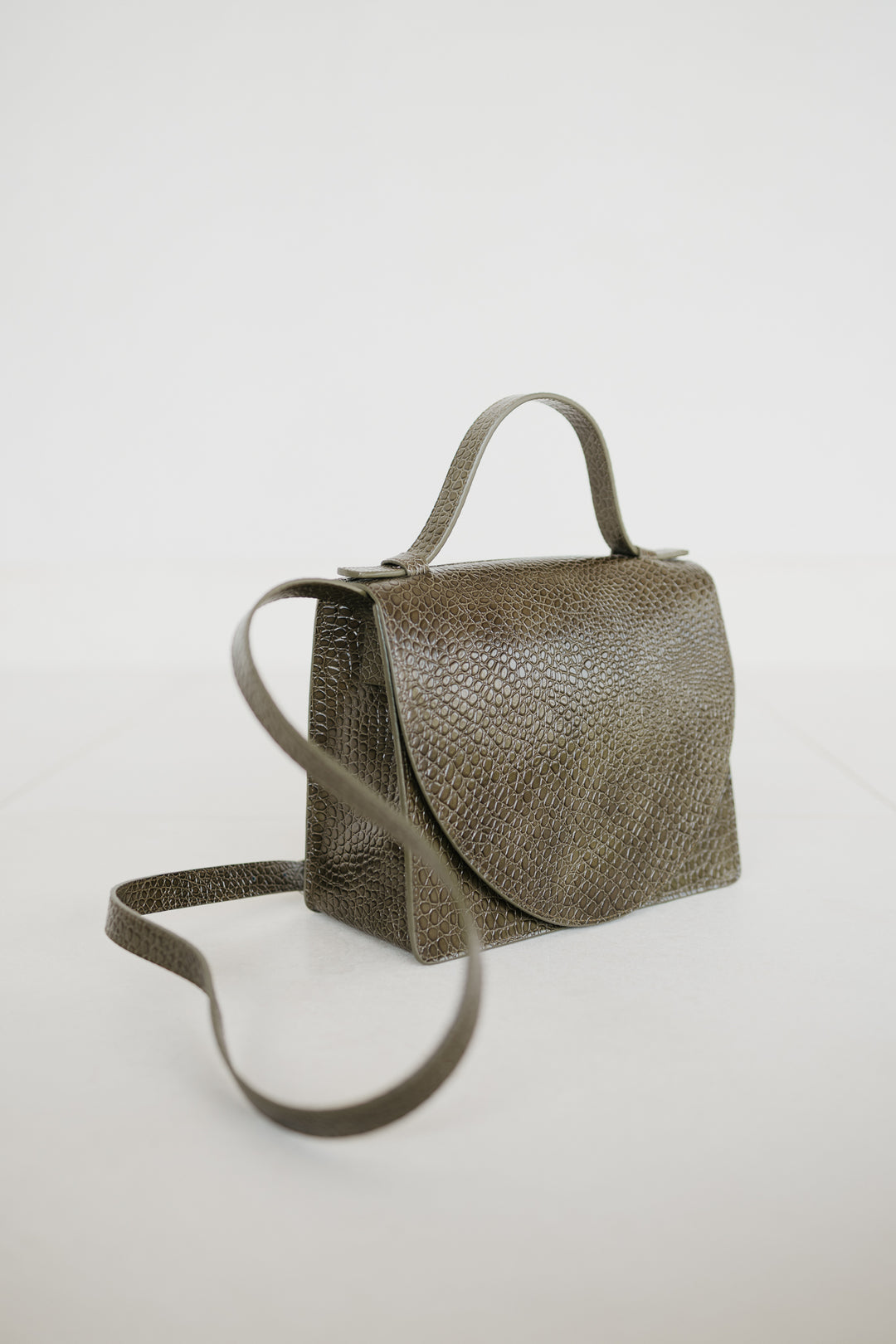 Mini Briefcase | Khaki Little Croco