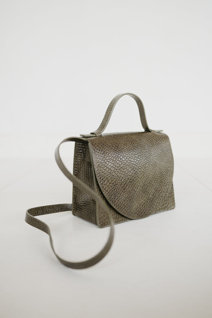 Mini Briefcase | Khaki Little Croco