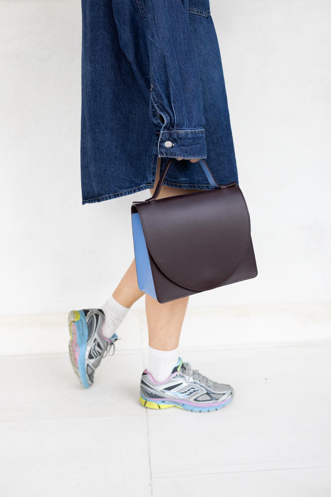 Mini Briefcase | Burgundy / Bleu Ciel