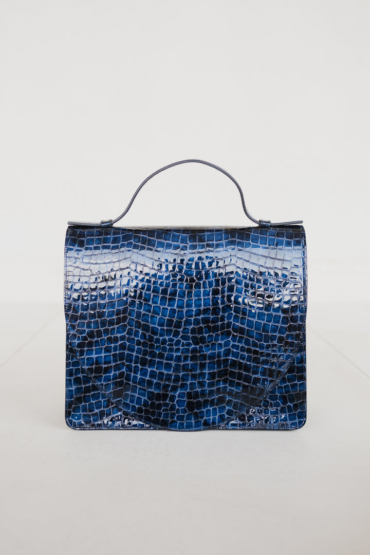 Midi Briefcase 2.0 | Night Blue Nacre Croco