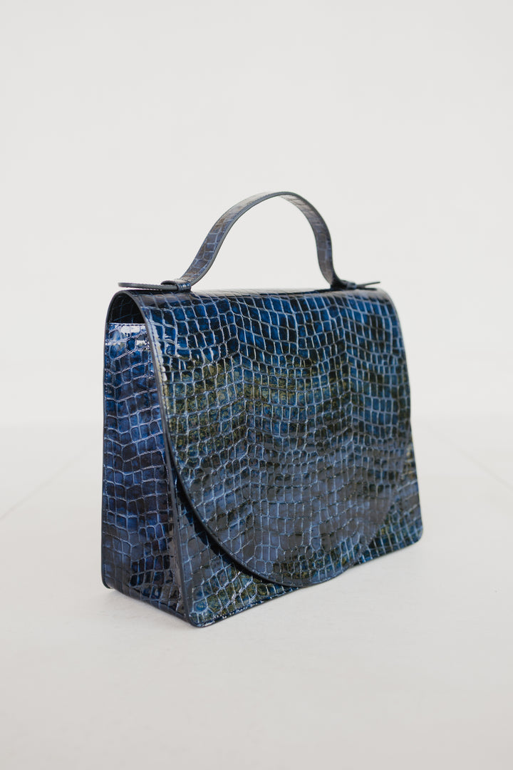 Midi Briefcase 2.0 | Night Blue Nacre Croco