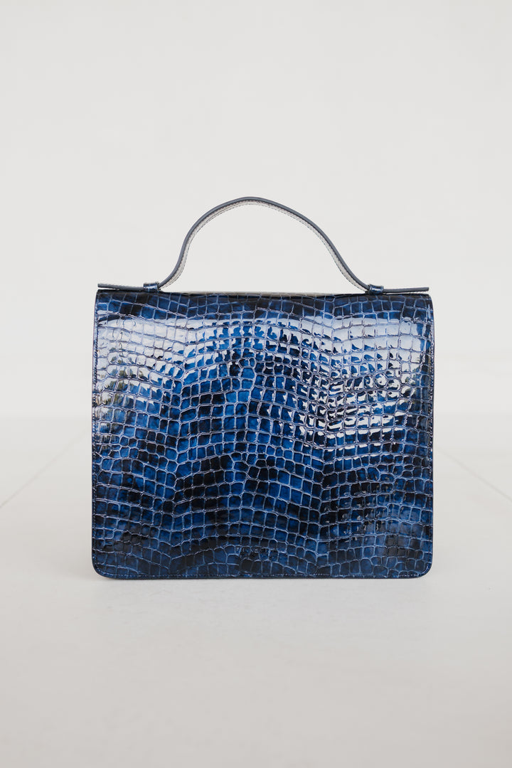 Midi Briefcase 2.0 | Night Blue Nacre Croco
