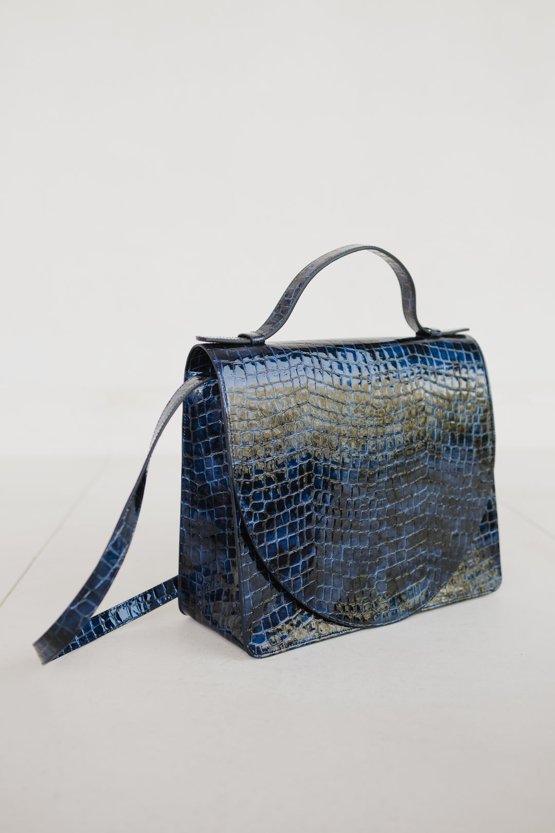 Midi Briefcase 2.0 | Night Blue Nacre Croco