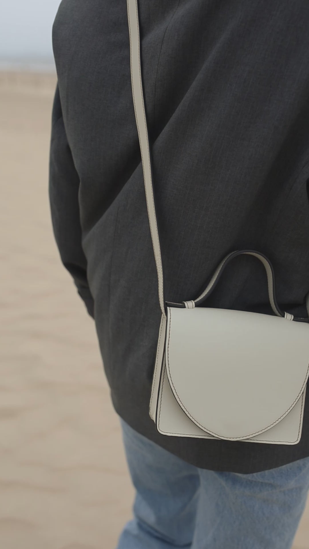 Micro Briefcase | Stitched Tricolor White