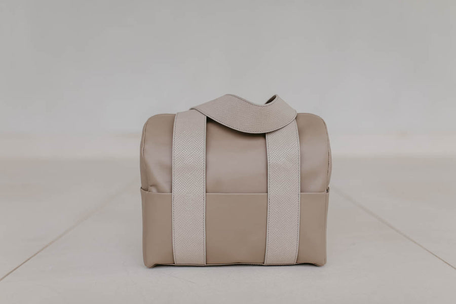 Mini Bowling Bag | Taupe / Snake