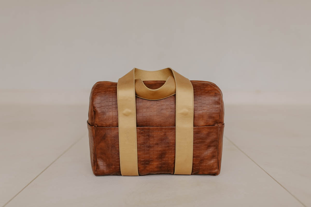 Bowling Bag XL | Cognac / Croco Gold