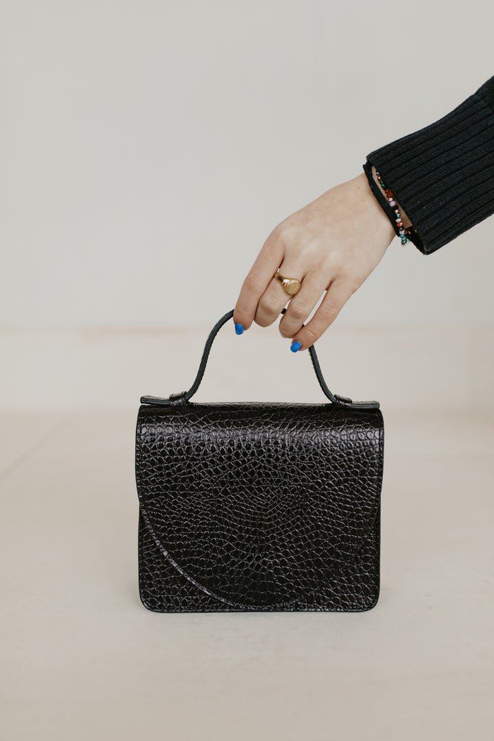 Micro Briefcase | Black Little Croco