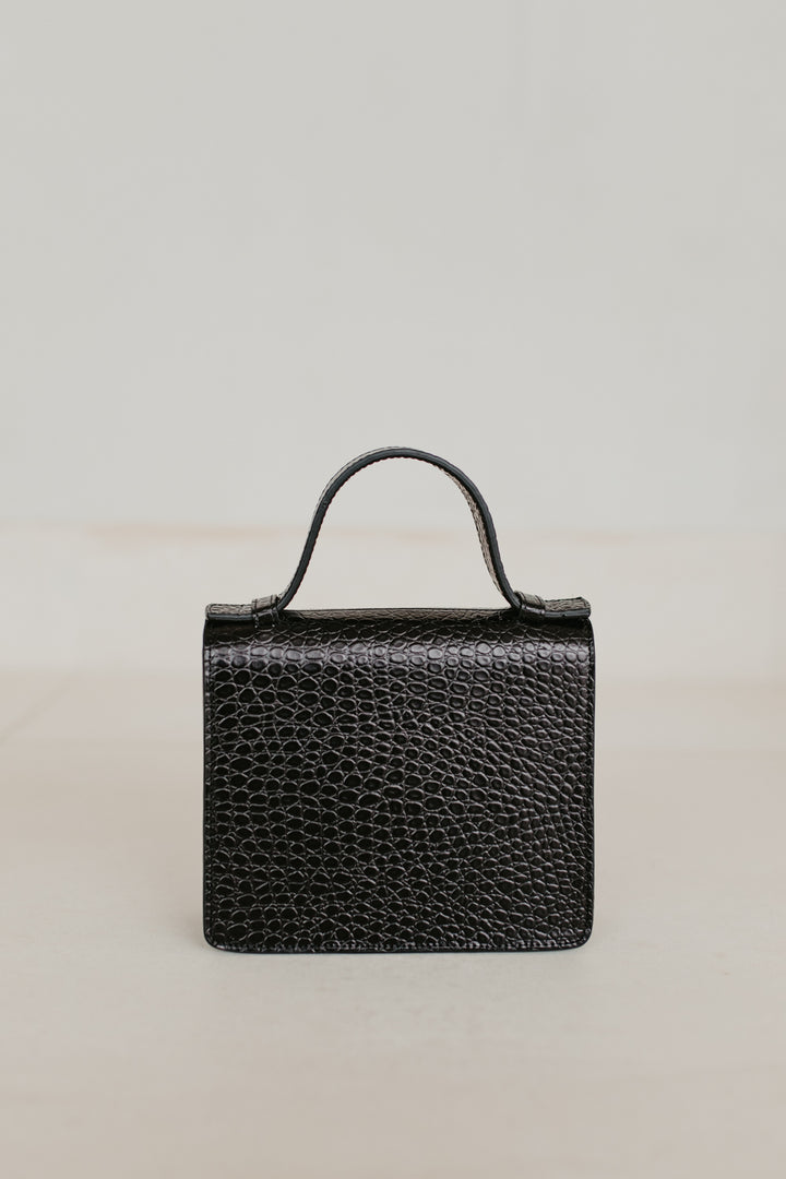 Micro Briefcase | Black Little Croco