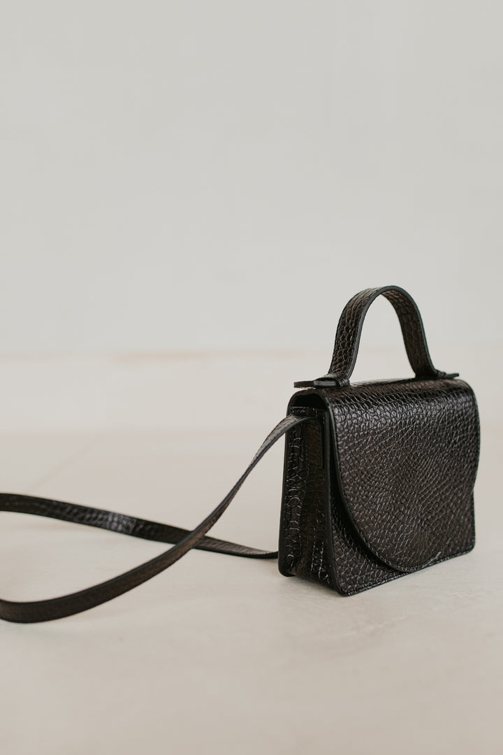 Micro Briefcase | Black Little Croco