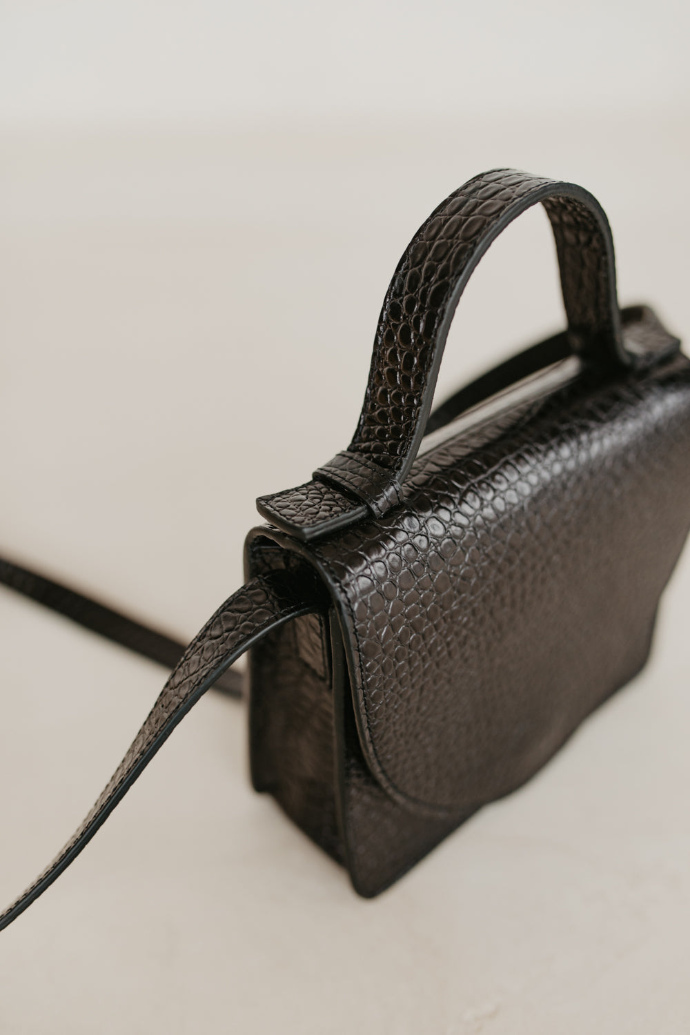 Micro Briefcase | Black Little Croco