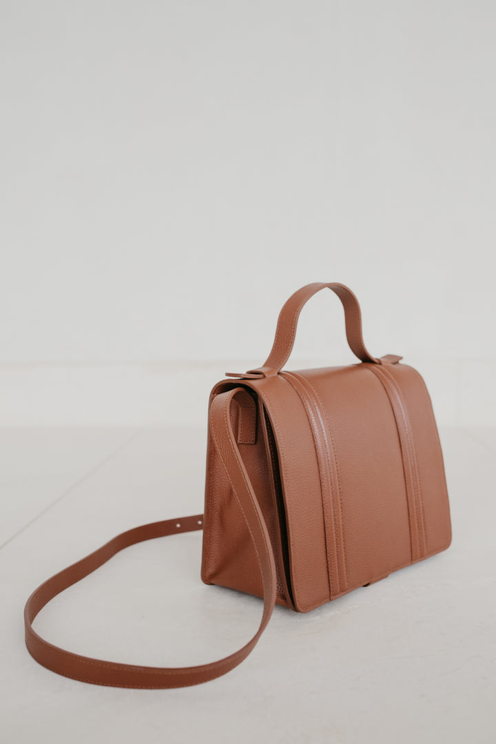 Mini Briefcase Doublé | Dark Cognac Structured