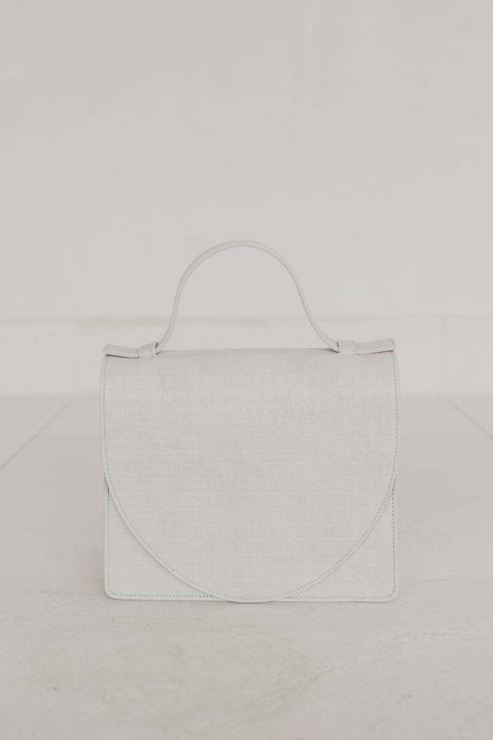 Mini Briefcase | White Croco Mat