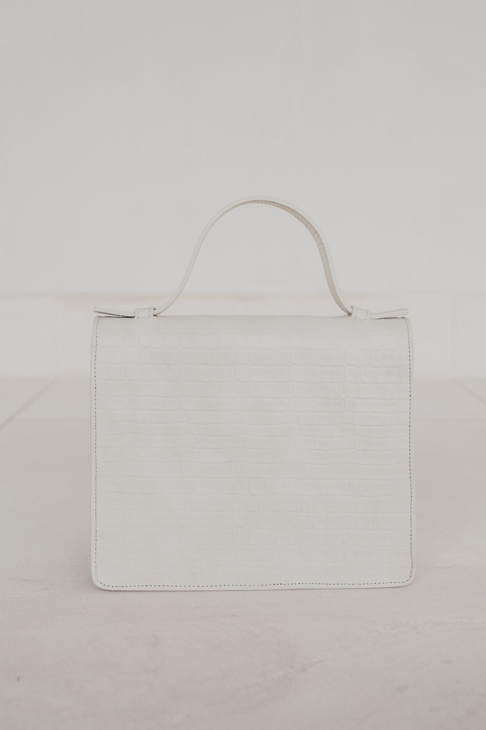 Mini Briefcase | White Croco Mat