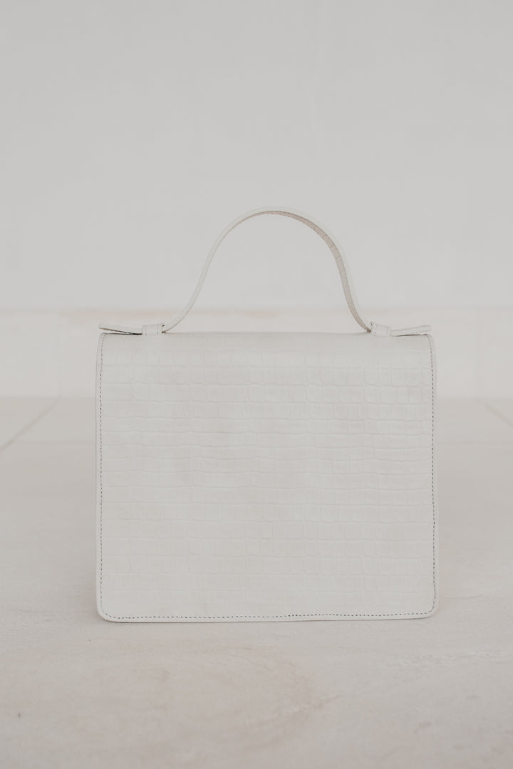 Mini Briefcase | White Croco Mat