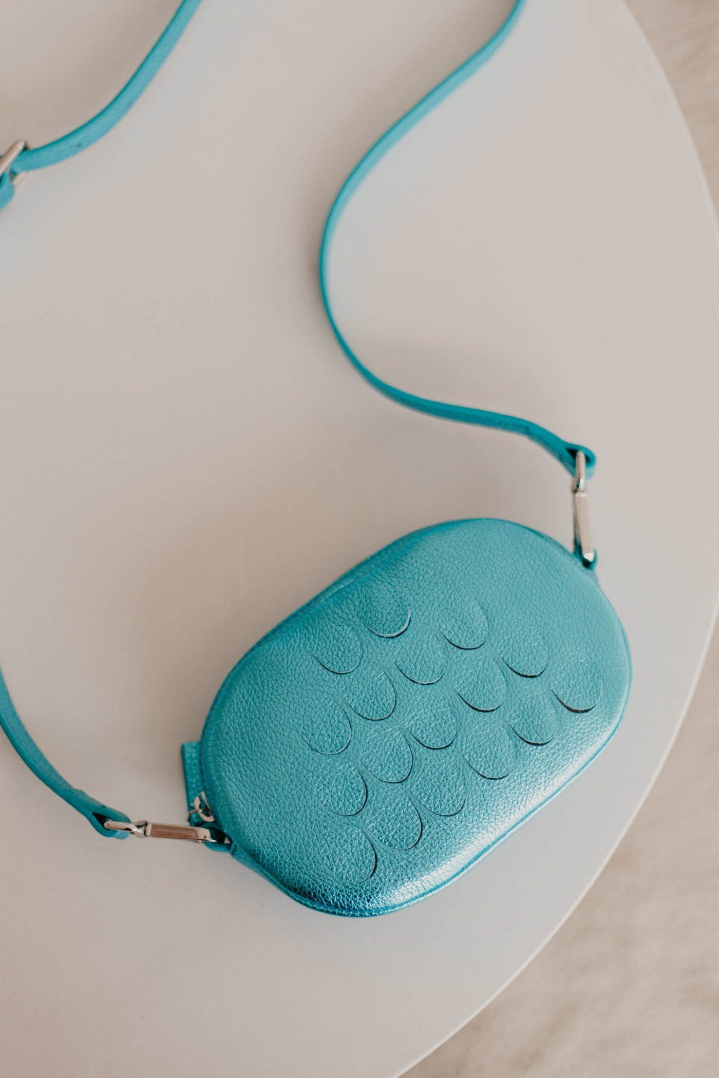 Oval Mini Bag | Light Blue Shimmer