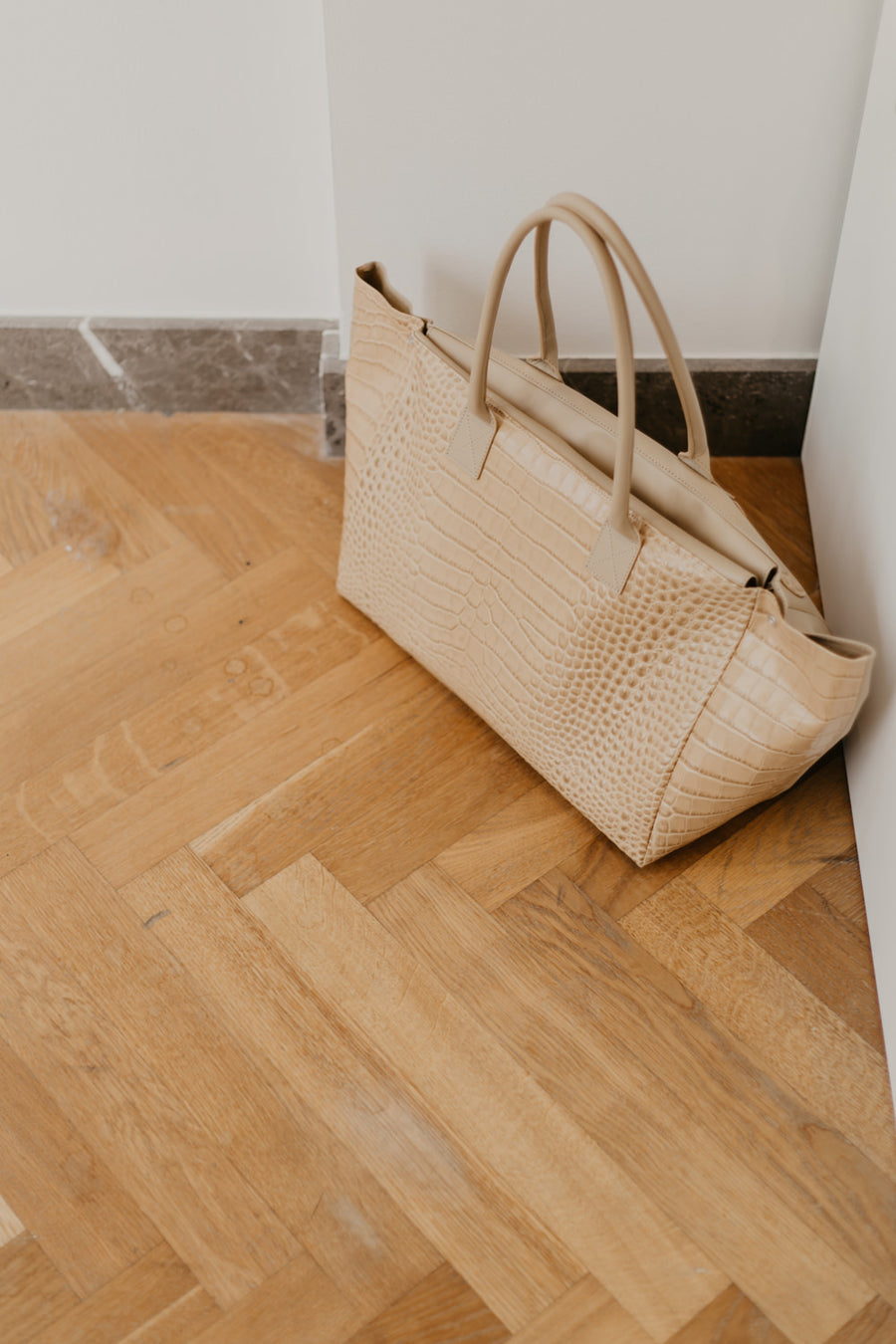 Grocery Bag | Beige / Beige Croco