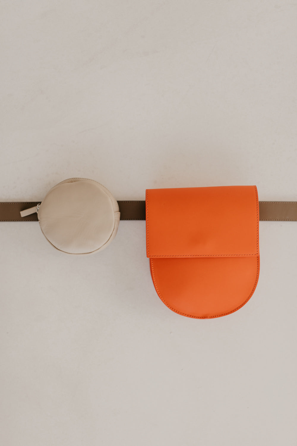 Belt Bag: Belt XL Light Cognac + Pastille Belt Sand Pure + Half Moon Naranja Pure