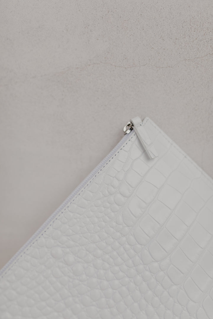 Bridal Collection | Zip Clutch Very White Croco