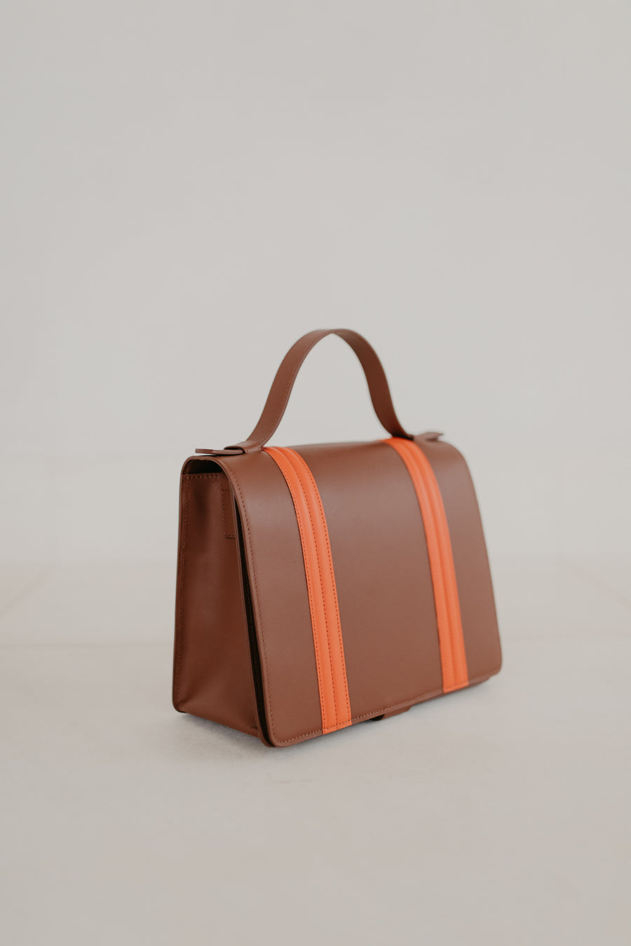 Mini Briefcase Doublé | Dark Cognac / Naranja