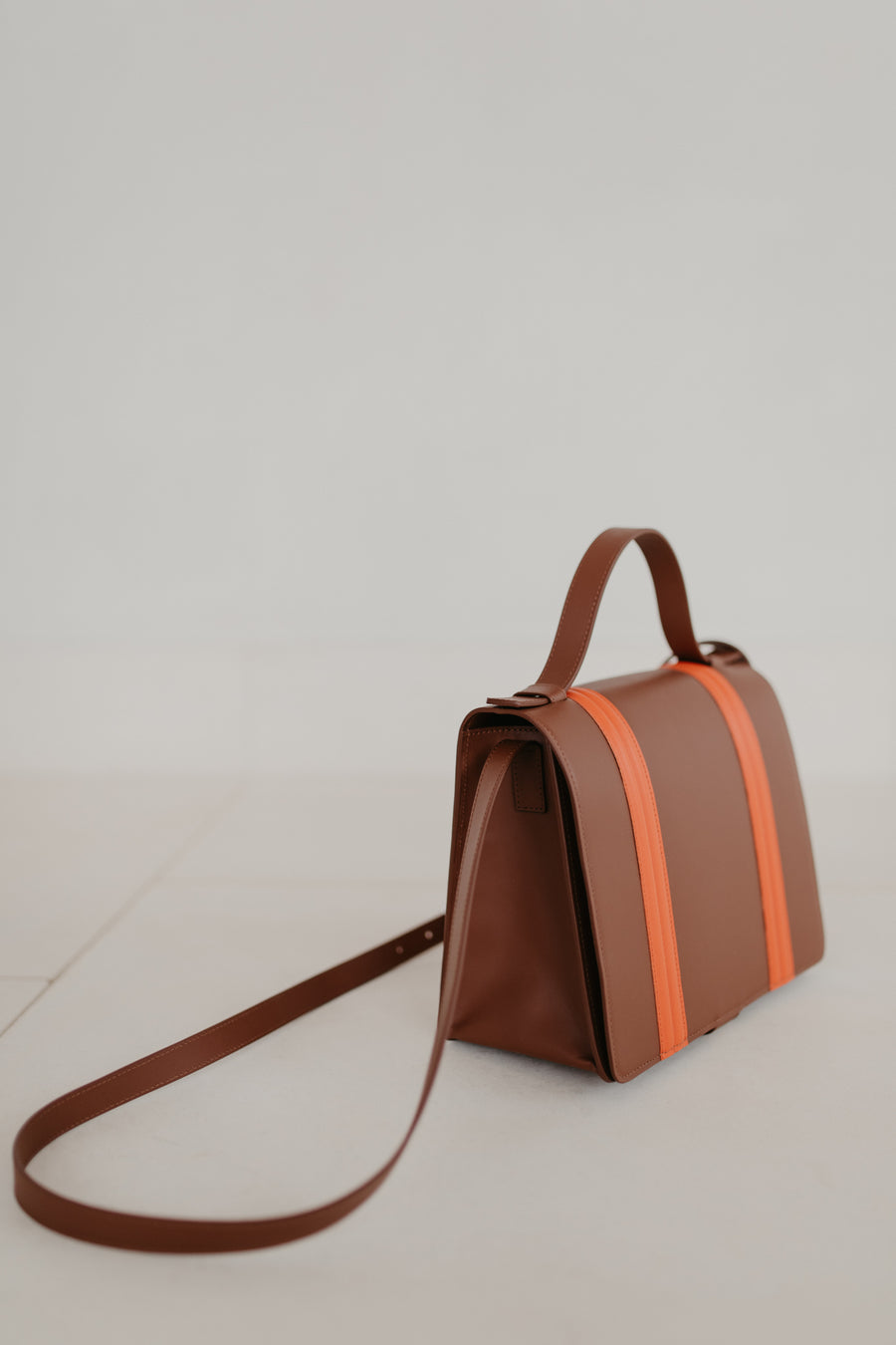 Mini Briefcase Doublé | Dark Cognac / Naranja
