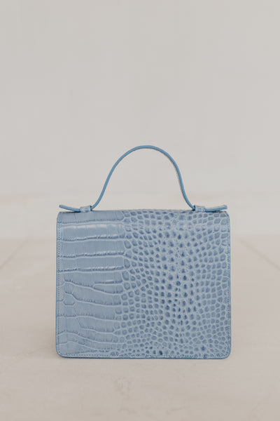 Mini Briefcase | Bleu Ciel Croco