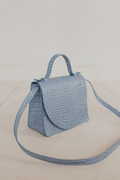 Mini Briefcase | Bleu Ciel Croco