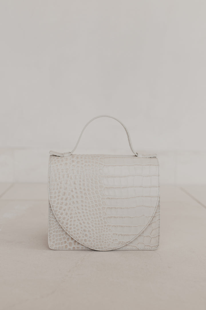 Mini Briefcase | White Croco Glans