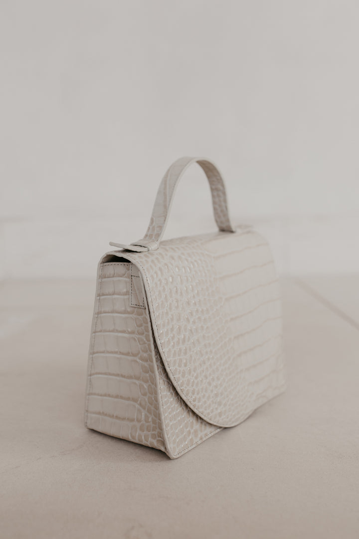 Mini Briefcase | White Croco Glans