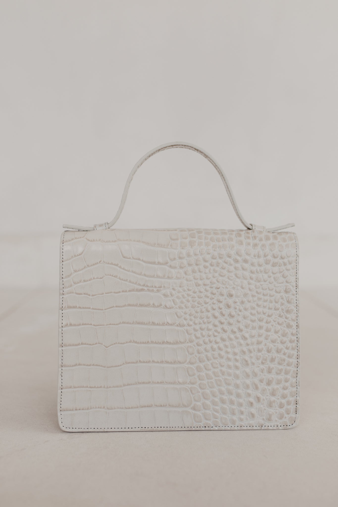 Mini Briefcase | White Croco Glans