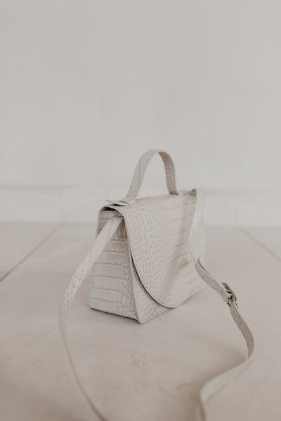 Mini Briefcase | White Croco Glans