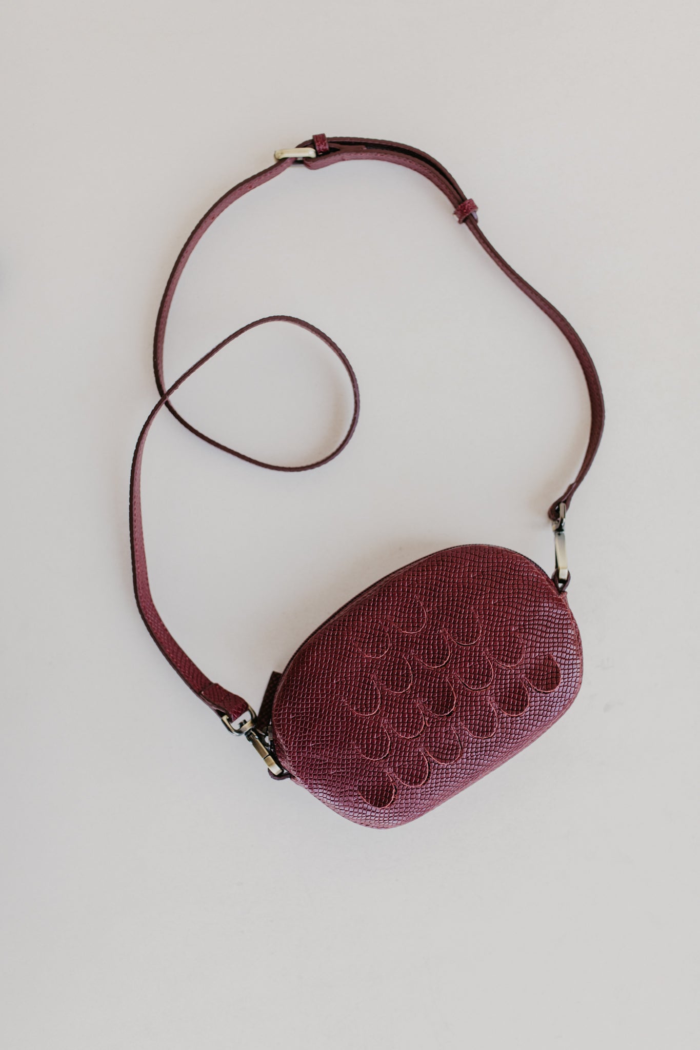 Oval Mini Bag | Burgundy Snake