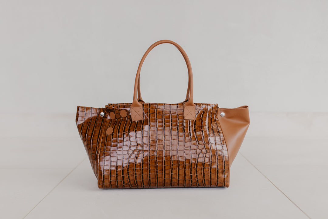 Grocery Bag | Cognac / Croco Glans