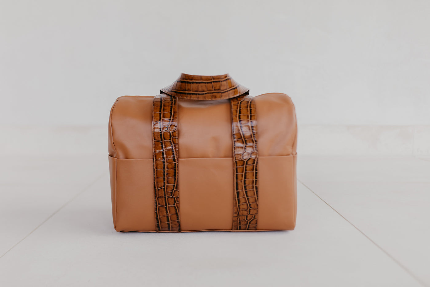 Mini Bowling Bag | Cognac / Croco Glans