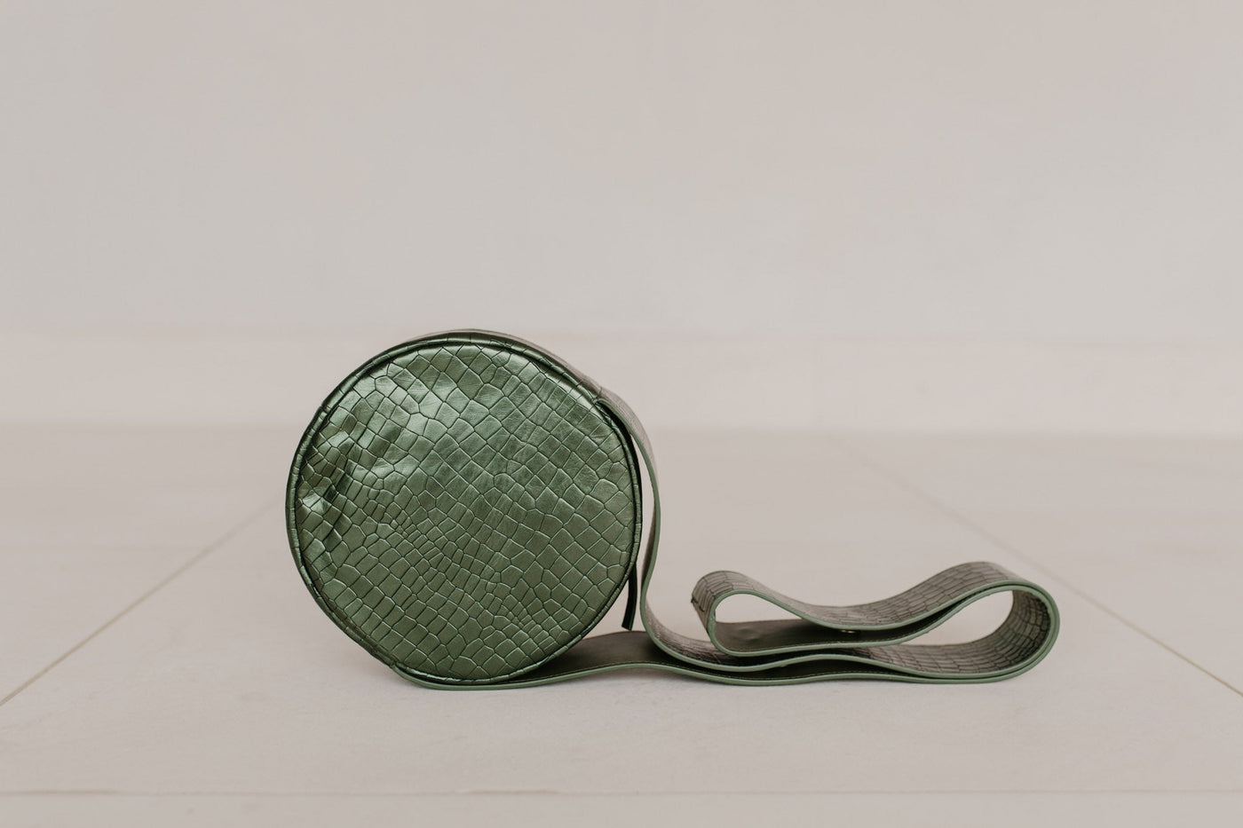 Mini Drumbag | Green Croco Metallic